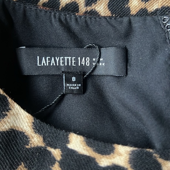 LAFAYETTE NY 148 Wool Animal Print Midi Length Dress Size 8 - Picture 4 of 6